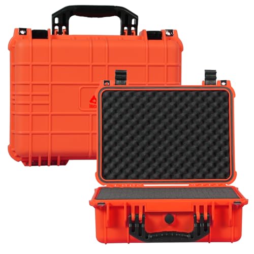 Jack Boss Waterproof Hard Camera Case with Foam,16x12.8x6.8 Inch,Orange - color: Orange, size: 16x12.8x6.8 in