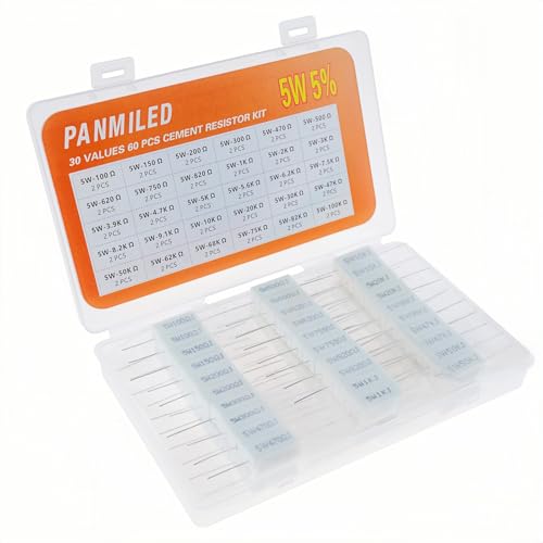 30 Values 60 Pieces Cement Resistor KIT 5W (100 Ohm - 100K Ohm) - style: 100 ohm-100K ohm 60PCS
