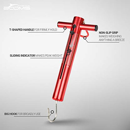 Booms Fishing TS1 Aluminum Tube Spring & Hook Scale 50LB/22KG - size: 50 LBS