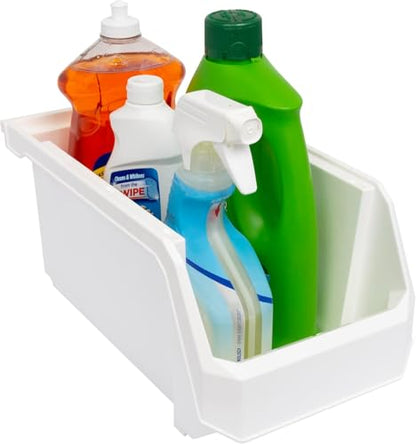 ReadySpace Large Stackable Plastic Storage Bins, 6-Pack, White - color: White, size: Large, 6-Pack