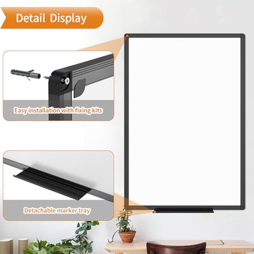 VIZ-PRO Magnetic Dry Erase Board, 72 x 40 Inches, Black Aluminium Frame - size: 72"W x 40"H