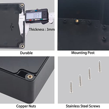 Watertight Junction Box, IP67 Waterproof Project Box Durable ABS Plastic Electronic Enclosure Case for DIY Electrical Project Black 7.87" x 4.72" x 4.45"(200 x 120 x 113 mm) - size: 7.87" x 4.72" x 4.45"