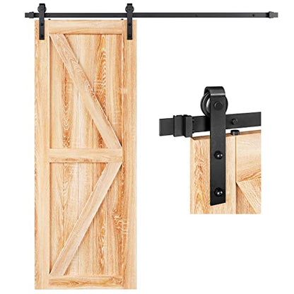EaseLife 5 FT Heavy Duty Sliding Barn Door Hardware Track Kit,Basic J Pulley,Slide Smoothly Quietly,Easy Install (5FT Track Kit for 26"~30" Wide Single Door) - size: 5 Feet