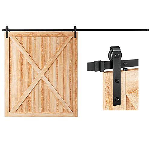 EaseLife 12 FT Sliding Barn Door Hardware Track Kit,Basic J Pulley,Slide Smoothly Quietly,Easy Install (12FT Track Kit for 72" Wide Single Door) - size: 12 Feet