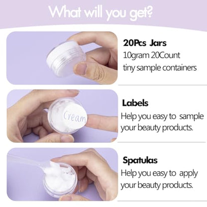 10 Gram Sample Containers 20 Count Small Plastic Containers with Lids - color: Pink
