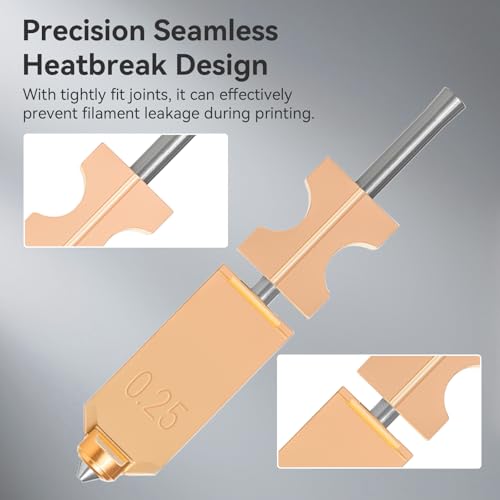 Upgraded 0.25mm AD5X Nozzle,Quick-Swap Copper Alloy Hardened Steel 3D Printer Nozzle Support High Flow Printing ONLY Compatible with Flashforge AD5X 3D Printer - color: 0.25MM