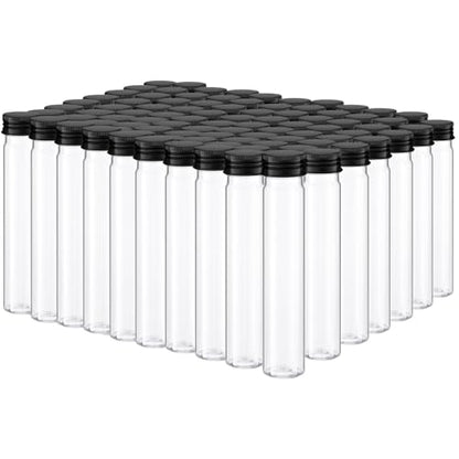 Dandat 80 Pcs Halloween Clear Plastic Test Tubes with Screw Cap 65ml Black - color: Black