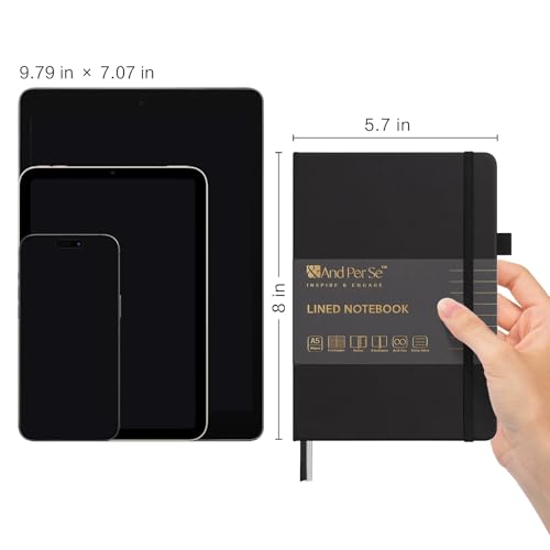 &And Per Se Lined Notebooks 3-Pack Gift Set, A5 Hardcover Journals, 160 Pages 100gsm Thick Paper, Journaling Notebook for Office School (Black) - color: Black, style: 3 Pack-Lined
