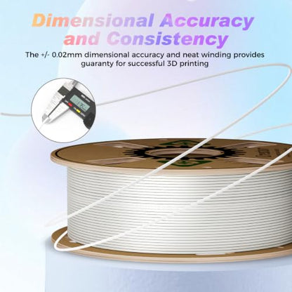 Creator Silk PLA White Filament 1.75mm +/- 0.02mm, Shiny and Glossy, Silk Texture, Color Changing 3D Printing Filament 1kg Spool - color: Silk White