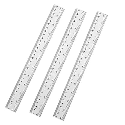 YYJ HOME Clear Plastic Ruler, 12 Inch, 3 Pack, Transparent, Acrylic, Plastic Construction