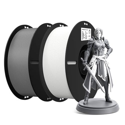 Creality 3D Printer Filament, White and Grey PLA Filament 1.75mm Bundle for 3D Printing, Ender PLA Filament No-Tangling Strong Bonding, Accuracy +/- 0.02mm - color: Grey and White