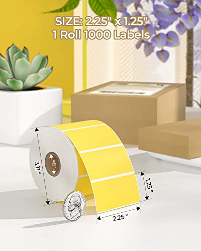 MUNBYN 2.25x1.25 Thermal Labels, 1000 Sheets/Roll, Yellow - color: Yellow, size: 2.25" x 1.25"