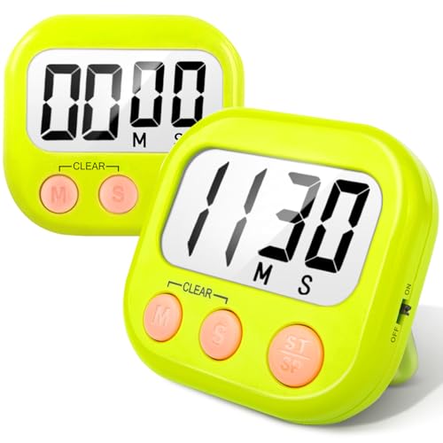 AOUCE Digital Kitchen Timers for Cooking, Timer for Kids 2 Pack Green - color: Green