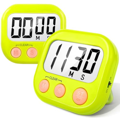 AOUCE Digital Kitchen Timers for Cooking, Timer for Kids 2 Pack Green - color: Green