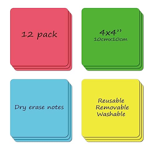 Reusable Dry Erase Labels Sticky Notes for Storage Bins Organizing Jar Pantry, Waterproof Removable Label Stickers for Kitchen Office School All Purpose Use (4 * 4 inches) - color: 4x4 Inches - Multi Color