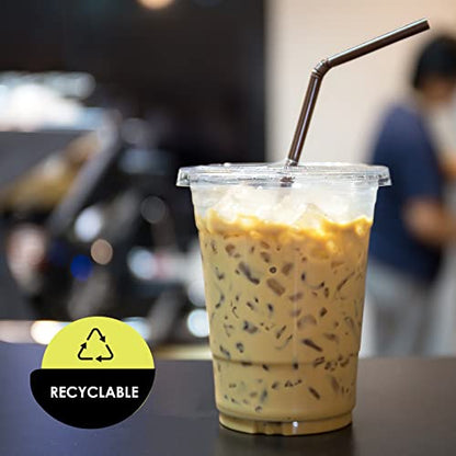 PAMI Clear Plastic Flat Lids with Straw Slot,Fits 16-24 oz Cups,100-Pack