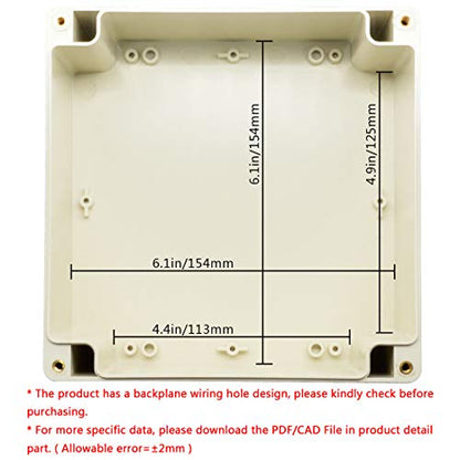 LeMotech Waterproof Dustproof IP65 ABS Plastic Junction Box Universal Electric Project Enclosure Pale Gray 6.3 x 6.3 x 3.54 inch (160 x 160 x 90 mm) - size: 6.3"x 6.3"x 3.5"