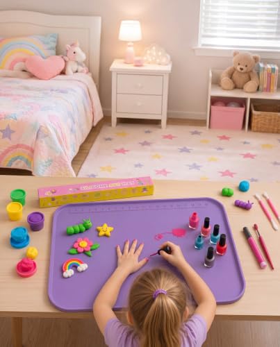 Silicone Art Mat for Crafts with Raised Sides to Stay Tidy, 24" x 16" - color: Puple, size: 24" x 16"