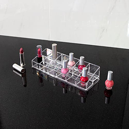 Isaac Jacobs Clear Acrylic 12 Compartment Nail Polish Holder, Organizer for Makeup, Essential Oils, Storage Solution, Rack Display (2 Rows (x6)) (Pack of 2) - size: 2 Rows (x6) (Pack of 2)