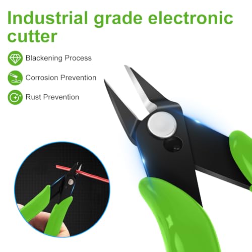 Ainiv Wire Cutters, 1PCS Spring-loaded Side Cutters Flush Diagonal Cutters - color: Green Wire Cutter-1pcs, size: 1pcs