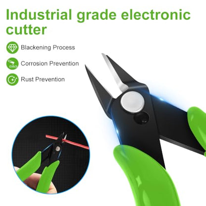 Ainiv Wire Cutters, 1PCS Spring-loaded Side Cutters Flush Diagonal Cutters - color: Green Wire Cutter-1pcs, size: 1pcs