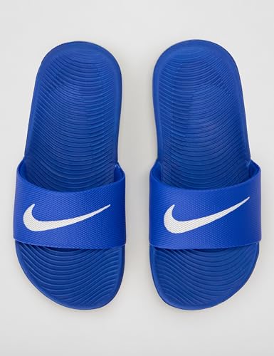 Nike Unisex Kids' Kawa Slides - Boys Girls Toddlers & Baby Sandals - color: Hyper Cobalt/White, size: 5 Little Kid
