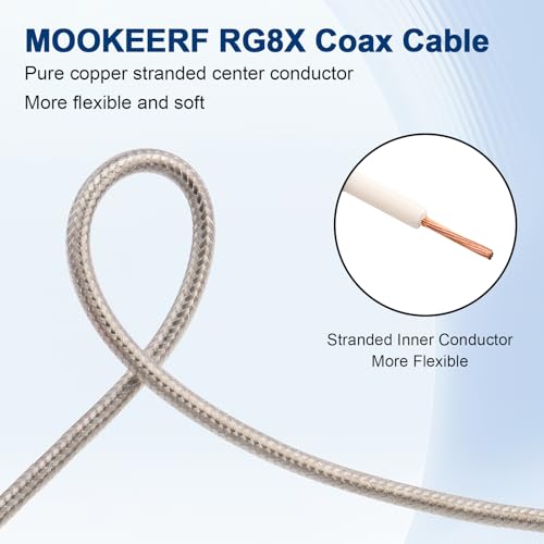 MOOKEERF RG8X N Male to SMA Male Cable 15FT,Ultra Low Loss RG8X Stranded Core SMA to N Cable 50 ohm for WiFi Router,GPS Receiver,Antenna,Signal Booster Use - size: 15FT