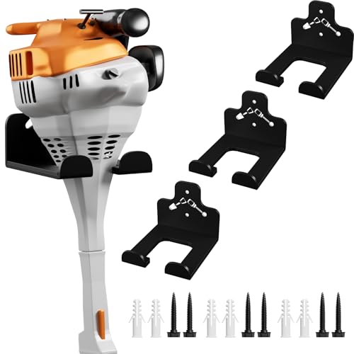 Garage Organizer Trimmer Rack Wall Mount, Weedeater Hanger, Black, 3 Pack - color: Black 3 Packs
