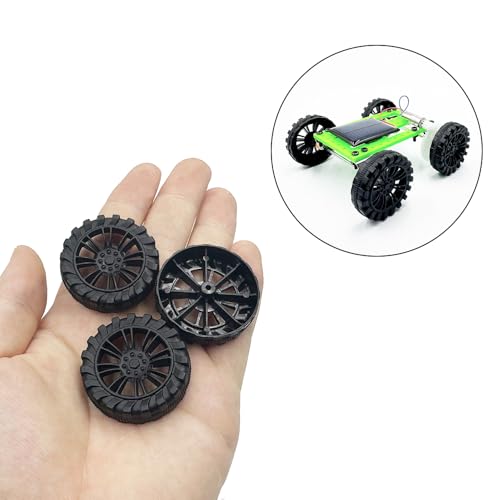 30PCS Toy Car Wheels 2mm Dia Shaft Plastic Wheels with 15PCS Shaft Round Rod Axles for RC Car Truck Robot DIY Model Toy Accessories Parts (Black) - color: Black