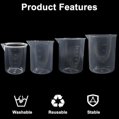 Measuring Cups, 4 Pcs, 50ml/100ml/150ml/300ml - size: 50ml/1.7oz, 100ml/3.4oz, 150ml/5.1oz, 300ml/10.2oz, style: 4 Pcs