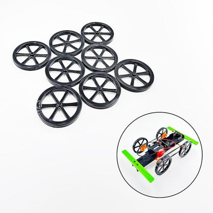 8PCS Model Toy Car Wheel RC Car Plastic Wheel with 2mm Dia Shaft for RC Car Truck Robot DIY Model Toy Building Parts (2x44mm Black) - style: 2x44mm Black