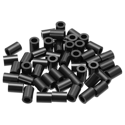 PATIKIL 50Pcs ABS Spacers 4mm ID, 7mm OD, 10mm Height Plastic Round Stud Spacer Black Nylon Washers Nut Unthreaded Rubber for M4 Screws Bolts Barrel - size: 4mm ID, 7mm OD, 10mm Height