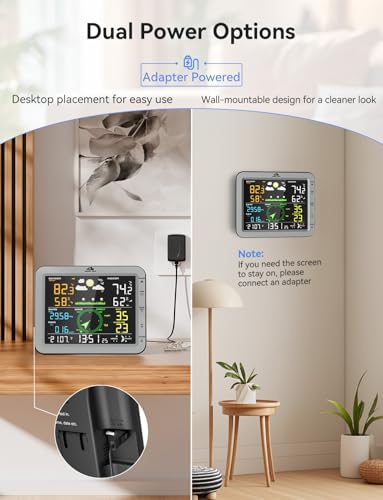 Wireless Weather Station with Outdoor Wireless Sensor, Rain Gauge, Wind Speed/Direction, Moon Phase, Barometer, Indoor and Outdoor Temperature/Humidity, Weather Forecast (No WiFi)