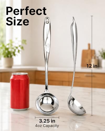 Zulay Kitchen Stainless Steel Soup Ladle - 13” Large Ladle for Soups, Stews & Sauces - Durable, Heat-Resistant, Rust-Proof & Dishwasher Safe Kitchen Utensil with Ergonomic Handle - size: Steel Ladle