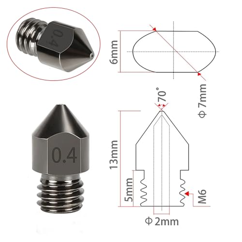 2 Pack Hardened Steel MK8 Nozzle with High Temperature Resistance Upgraded Tungsten All Metal Extruder ends Nozzle for Ender 3 / Ender 3 S1, Pro, CR-10 Series 1.75mm Filamen(MK8 hardened steel, 0.3mm) - style: 0.3mm