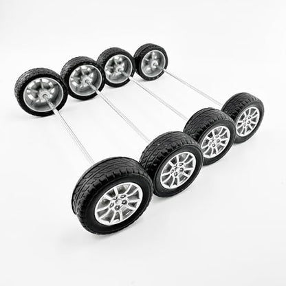 10PCS Small Toy Car Wheels Model Car Rubber Tire Wheels with 5PCS Shaft Round Axles for for DIY Model Toy RC Car Truck Robot Wheel Replacement Accessories (2x28mm) - style: 2x28mm