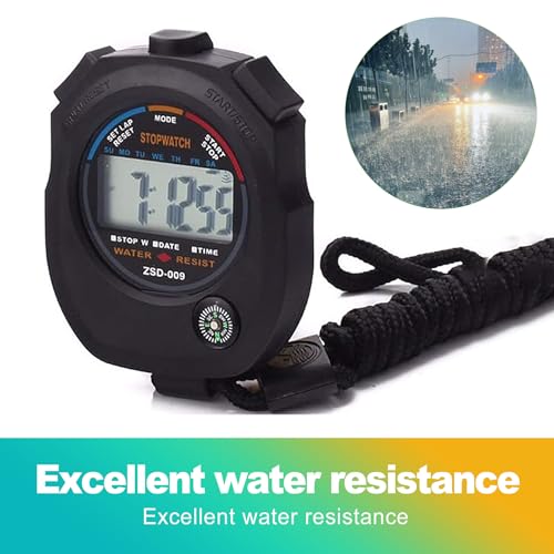 2 Pack Digital Stopwatch Timer: Large Display, 1/100 Sec Accuracy, Time/Date/Alarm - Handheld Stop Watch for Sports, Coaches, Kids, Referees, Training, Cronometro Digital, Includes Lanyard
