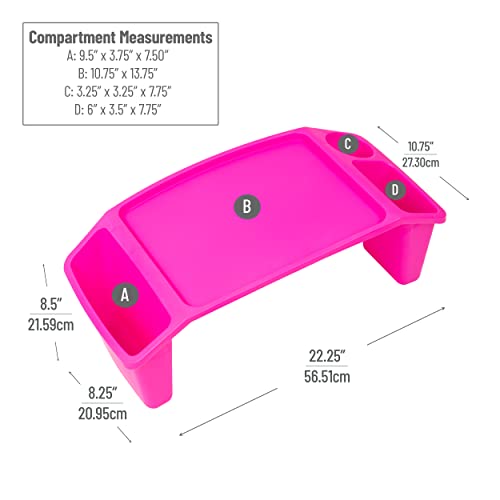 Mind Reader Kids Lap Desk, Portable Activity Tray with Side Storage, Stackable Plastic Desk for Drawing, Snacks, Study, Set of 2, Pink - color: Pink