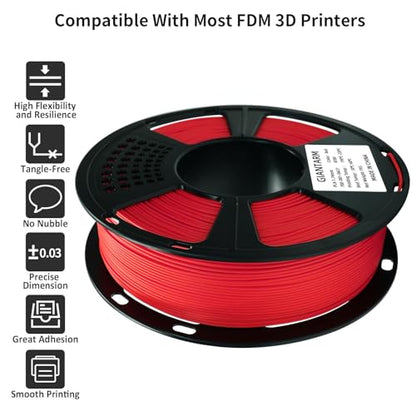 GIANTARM PLA 3D Printer Filament 1.75mm,Red 1kg - color: Red, size: 1kg