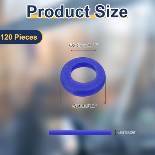 uxcell 120 Pcs Nylon Flat Washers 2.5mm ID 5mm OD 1mm Thick Plain Washer Grommets Plastic Sheet Gasket Fastener Sealing Spacer Gasket Ring Water Hose Washers, Blue - color: Blue, size: 2.5mm x 5mm x 1mm