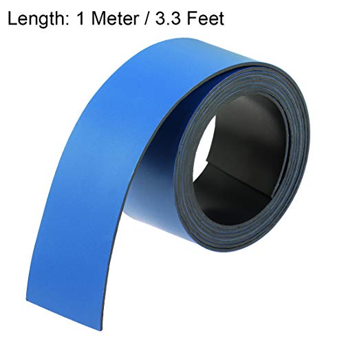 uxcell Dry Erase Magnetic Strip 1 Inch x 3.3 Feet Magnetical Sheet Labels Stickers Writable Blue for Whiteboards Refrigerator and Crafts - color: Blue