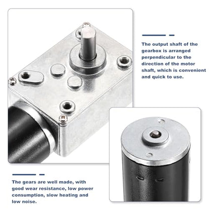 MECCANIXITY DC 12V 10 RPM Reversible Worm Geared Motor Reducer Motor 8mm D Shape Shaft High Torque Gear Box Reduction Electric Motor for Sweepers, Printers, Ovens - style: 10 RPM