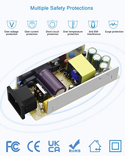 ALITOVE DC 12V 5A Power Supply Adapter Converter Transformer 60W AC 100-240V Input with 5.5x2.5mm DC Output Jack for 5050 3528 LED Strip Module Light - size: 1 Pack