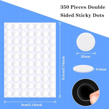 JUNEBRUSHS 350 Pieces Double Sided Sticky Dots, Sticky Tack for Wall Hanging Removable Poster Putty Clear Round Putty No Trace Adhesive Sticky Putty for Balloon Craft DIY Art Office Supplies (20 mm) - size: 20mm