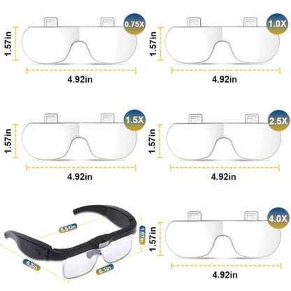 Professional Magnifying Glasses Headset with Light & 5 Lenses - color: Black