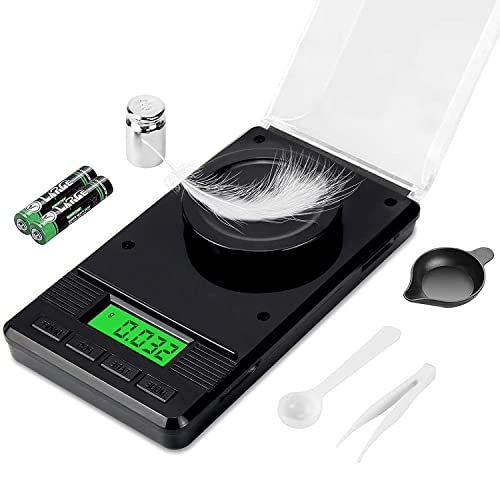Milligram Scale 50g/0.001g, Digital Mg Scale, 50g Calibration Weight - color: Black