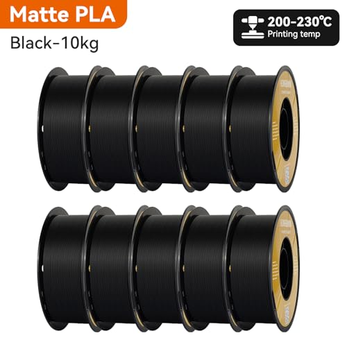Kingroon Matte PLA Filament 1.75mm 3D Printer Filament Matte Filament 10kg Dimensional Accuracy +/- 0.02 mm (10 Rolls Black) - color: 10 Rolls Matte Black