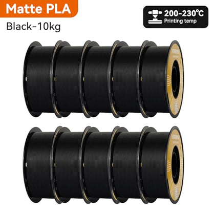 Kingroon Matte PLA Filament 1.75mm 3D Printer Filament Matte Filament 10kg Dimensional Accuracy +/- 0.02 mm (10 Rolls Black) - color: 10 Rolls Matte Black