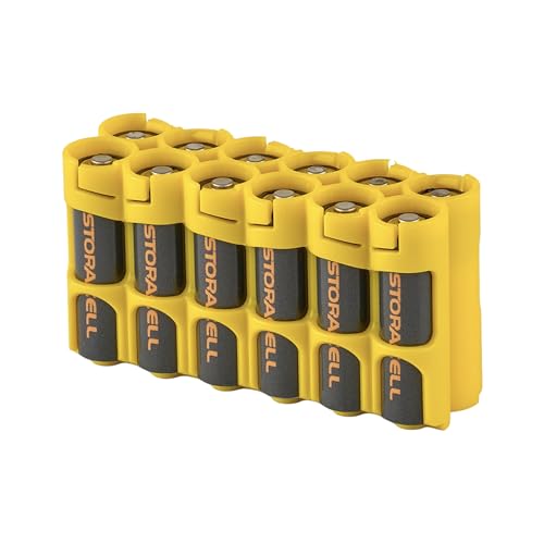 Storacell by Powerpax AA Battery Storage Caddy, Yellow, Holds 12 Batteries - color: Yellow