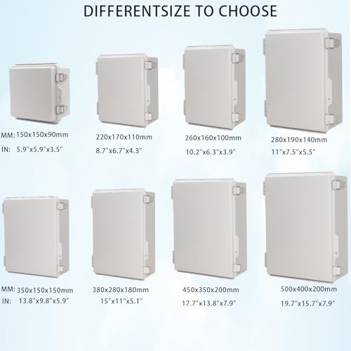 Zulkit Junction Box,IP67 Waterproof Electrical Box Hinged Cover Stainless Steel Latch Plastic Enclosure for Project w Mounting Plate Wall Bracket and 2 Cable Gland Grey 11"x7.5"x5.5"/280x190x140mm - color: Grey Cover, size: 11"x7.5"x5.5"